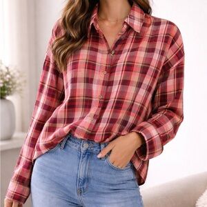 Wilfred Free Plaid Button-Up – Size Small | Slightly Oversized Fit